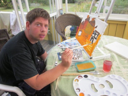 Jag har målat en del i sommar. Här skapar jag en ny tavla.