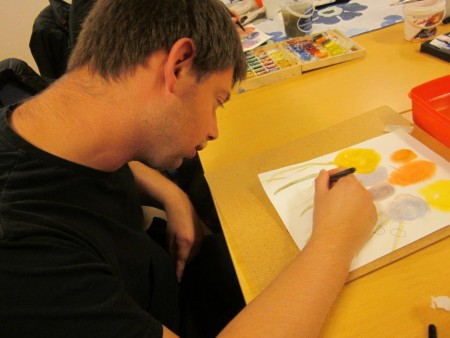 Målarkurs. Nu har jag börjat på en målarkurs i Varberg. Jag får lära mig mycket nytt. Det är spännande.